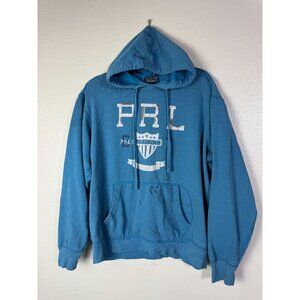 Vintage Polo Ralph Lauren Blue Hoodie Mens Size Medium Logo Pullover Grunge Goth